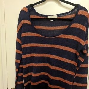 Navy and copper striped sweater